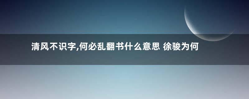 清风不识字,何必乱翻书什么意思 徐骏为何因此诗被处死